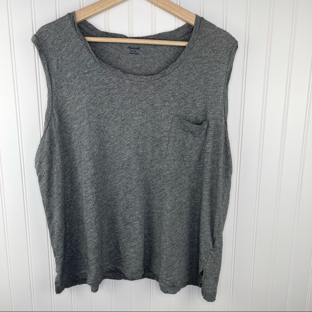 Madewell Whisper Cotton Gray Heathered Muscle Tank Top Size XL - Picture 3 of 10